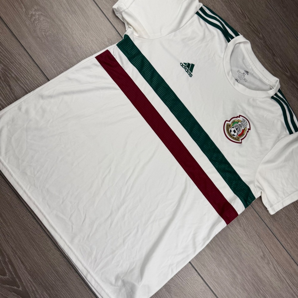 Adidas Mens Mexico Soccer Jersey Climalite Stripes White XL